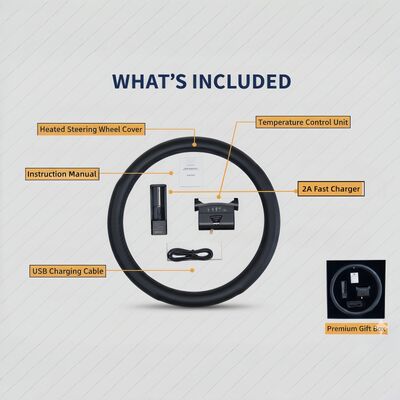 Εμπορικό εμπόρευμα Γκραφένιο θερμαινόμενο κάλυμμα τιμόνι δέρμα γρήγορης θέρμανσης με προστασία από υπερθέρμανση, μη ολισθητικό σύνολο λαβής