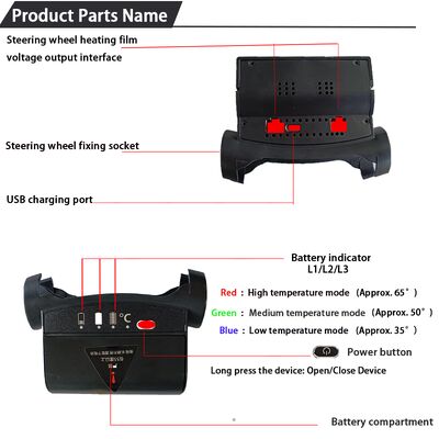 Εμπορικό εμπόρευμα Γκραφένιο θερμαινόμενο κάλυμμα τιμόνι δέρμα γρήγορης θέρμανσης με προστασία από υπερθέρμανση, μη ολισθητικό σύνολο λαβής