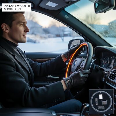 High Quality Graphene Rechargeable Car Steering Wheel Cover Set Fast Heating Infrared Heater 3-second Rapid Overheat Protection