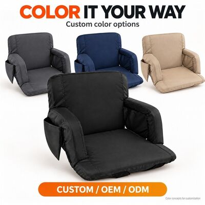 Folding Heated Stadium Seat, 12V USB Power Bank Graphene Dual Zone Heating Seat Cushion with Backrest Armrests and Side Pockets, Custom Size Shape Colour Logo Packaging OEM ODM