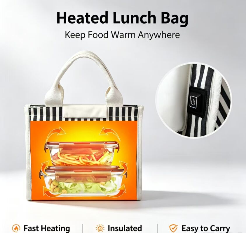 Επαναθέρμανση takeout, νουντλς & μπριζόλες χωρίς μικροκύματα     USB Powered Heated Lunch Bag, 3 τρόποι θερμοκρασίας, υδροστεγή θερμική θήκη
