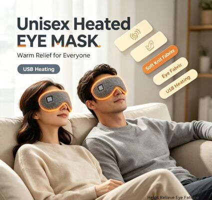 Μασκα μάτι θερμοκρασίας Unisex, USB επαναφορτιζόμενο μαλακό πλεκτό υφασμάτινο θερμική μάσκα μάτι, ρυθμιζόμενη θερμοκρασία ζεστή συμπίεση μάσκα μάτι για την ανακούφιση της κόπωσης των ματιών για τους άνδρες Γυναίκες Οικιακή Υπηρεσία Ταξίδια