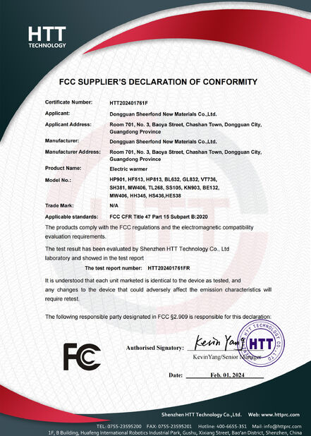 Κίνα Dongguan Sheerfond New Materials Co., Ltd. Πιστοποιήσεις